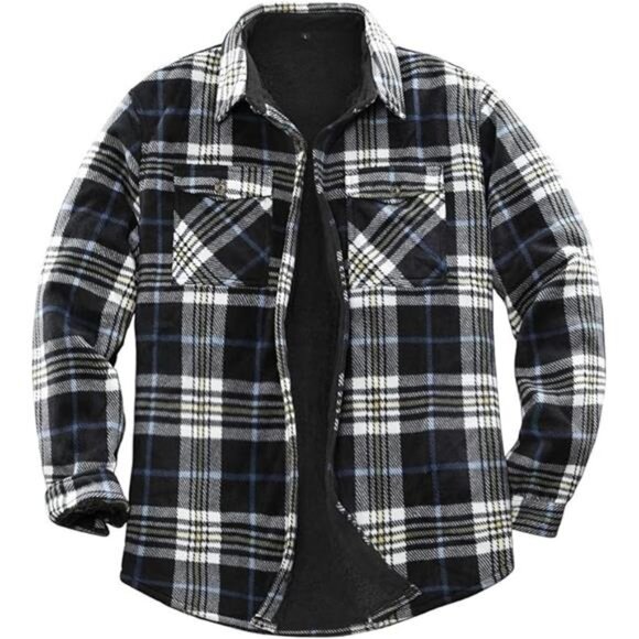 Men's Warm Sherpa Lined Fleece Flannel Shirt Jacket(All Sherpa Fleece Lined) - Picture 7 of 7